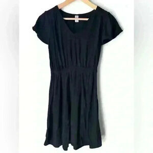 Old Navy Womens Black V-Neck Summer Fit and Flare Dress XS Petite Casual